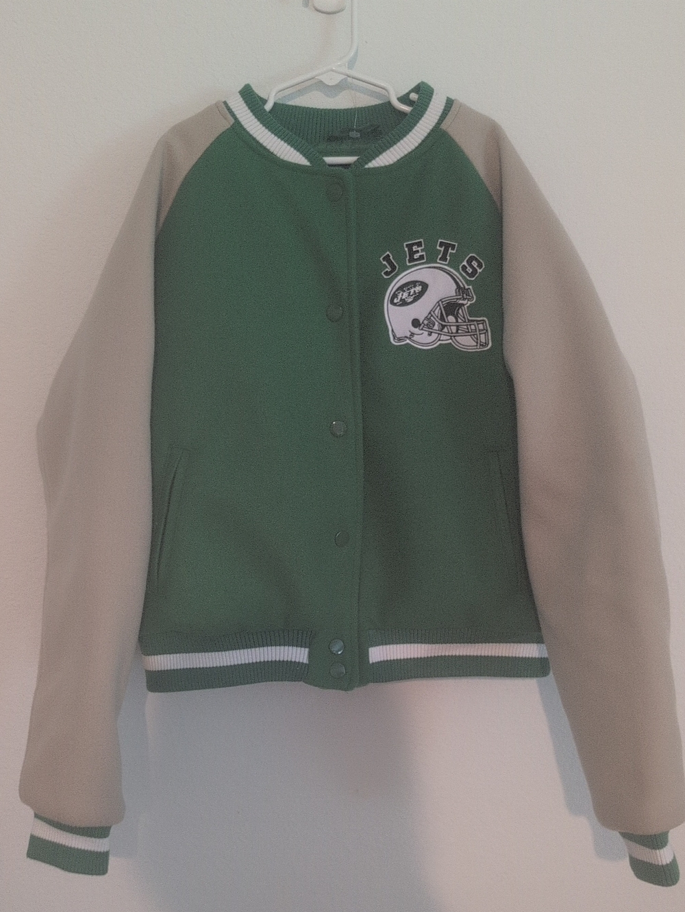 NFL Jets Kids Green and Gray Varsity Bomber Jacket- NWT